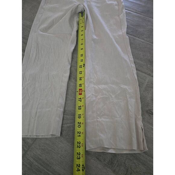 Women's J. Jill Linen Pull On Ankle Pants Size Small Petite Khaki Oatmeal Color - Picture 3 of 7